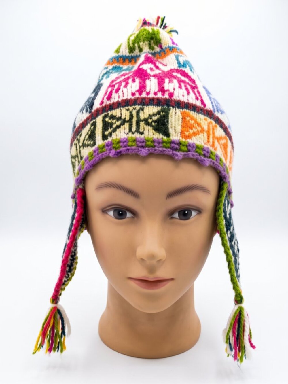 Condor Design Warm Winter Sheep's Wool Chullo Hat from Cusco